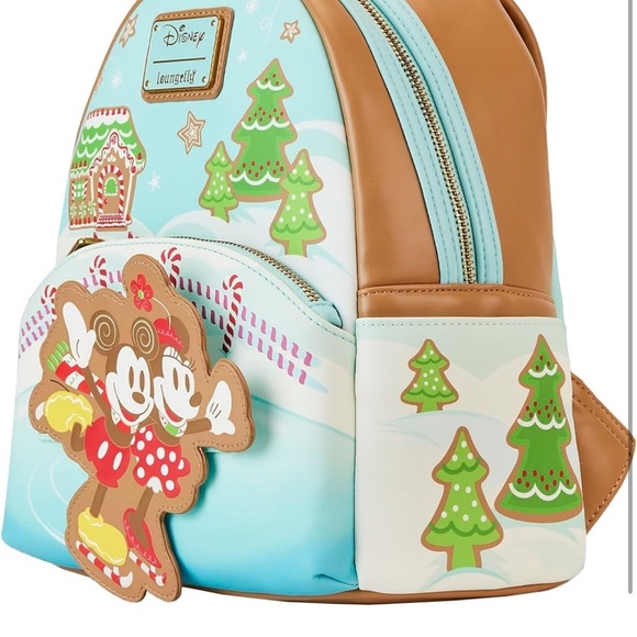Loungefly Mickey & Minnie Ice Skating Holiday Gingerbread Scented Mini-Backpack - Picture 11 of 12